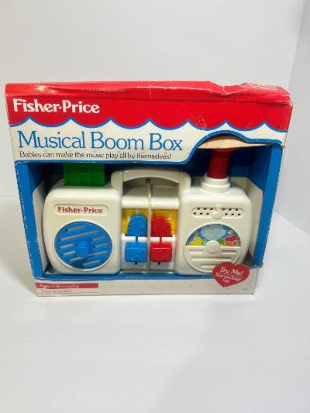 Vintage 1991 Fisher-Price Baby's Musical Boom Box Model 1161 Toy Toddler - New